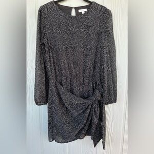 76CAROLINA BELLE Elegant Puffed Sleeve Polka-dot Black & White Mini Dress 
SizeМ